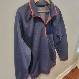 Crown & Ivy Golf Sweater Mens Quarter Zip Fleece Lined Pullover Size Large Blue‎